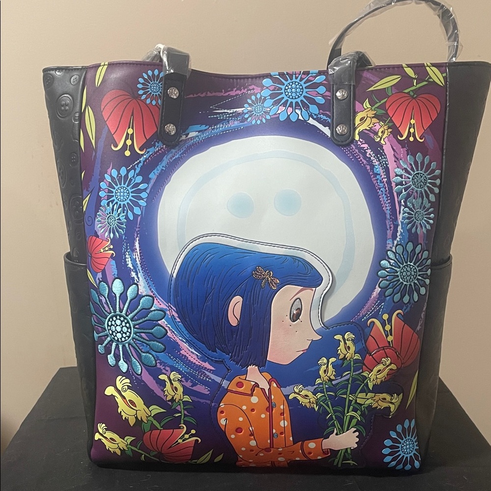 Loungefly Purple Blue Coral Coral-toned Animated Floral Tote
